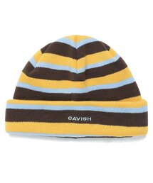Cavish（カビシ）の「STRIPED EMB BEANIE MUSTARD(CV2DFUAB61A)（ニットキャップ/ビーニー）」