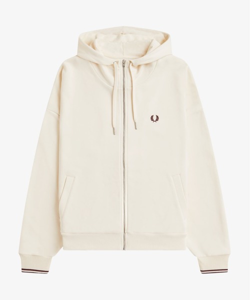 FRED PERRY(フレッドペリー)の「Tipped Hooded Sweatshirt/ティップラインフードスウェットシャツ(スウェット・レディース・ベージュ/ブラック・10)」の9枚目の写真