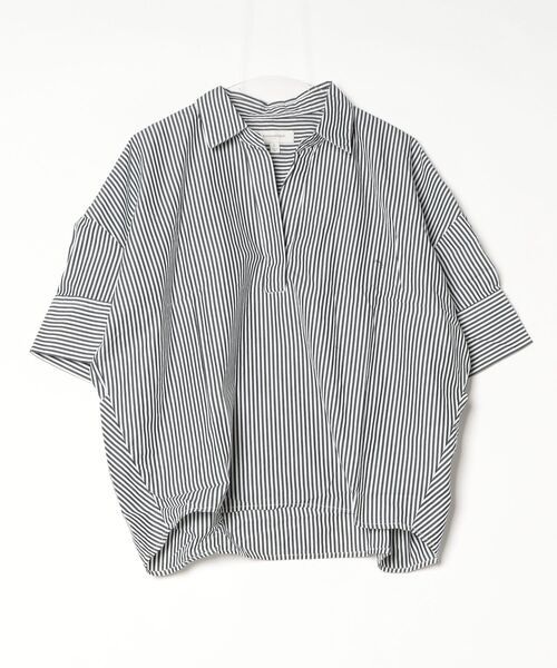 BANANA REPUBLIC FACTORY STORE(バナナリパブリック ファクトリーストア)の「BANANA REPUBLIC FACTORY STORE 日本限定 ドレーピー カラード プルオーバー ポプリンシャツ(シャツ/ブラウス・レディース・ホワイト/ホワイト×ネイビー・L/M/S/XS)」の6枚目の写真