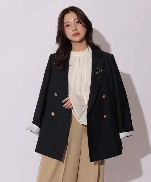 Apuweiser-riche（アプワイザーリッシェ）の「ハートブローチテーラージャケット（その他アウター・レディース・ネイビー・2/1）」の5枚目の写真