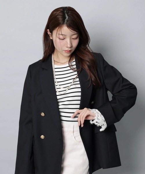 Apuweiser-riche（アプワイザーリッシェ）の「ハートブローチテーラージャケット（その他アウター・レディース・ネイビー・2/1）」の9枚目の写真