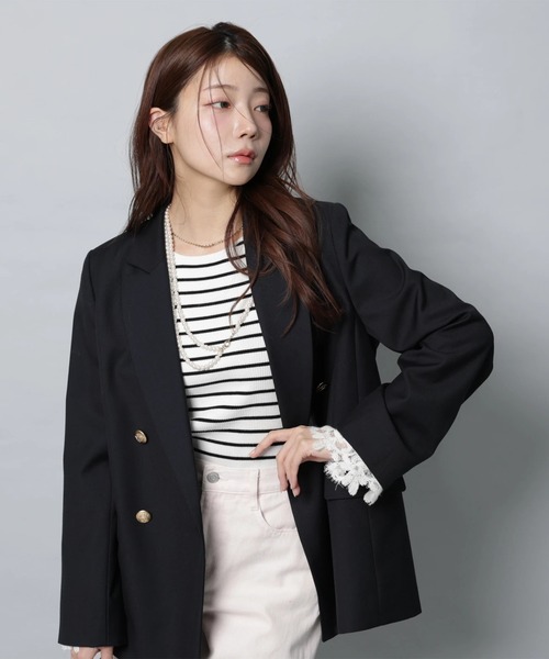 Apuweiser-riche（アプワイザーリッシェ）の「ハートブローチテーラージャケット（その他アウター・レディース・ネイビー・2/1）」の10枚目の写真