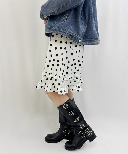 frunco（フランコ）の「ドットミモレスカート（スカート・レディース・ホワイト/ブラック・FREE）」の8枚目の写真