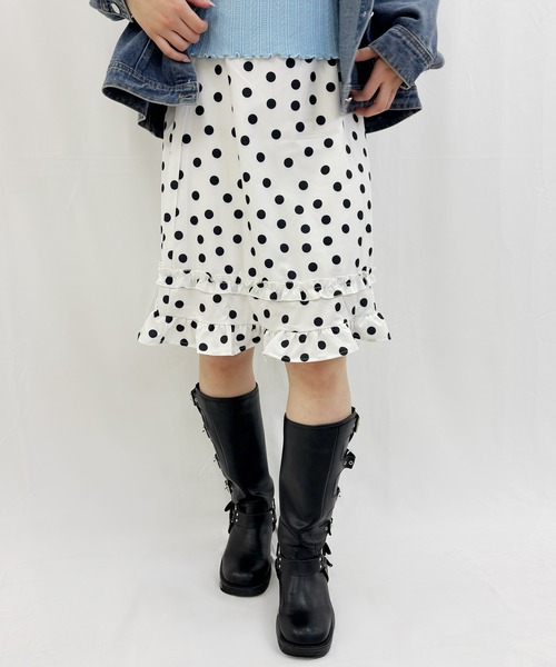 frunco（フランコ）の「ドットミモレスカート（スカート・レディース・ホワイト/ブラック・FREE）」の6枚目の写真
