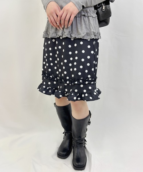 frunco（フランコ）の「ドットミモレスカート（スカート・レディース・ホワイト/ブラック・FREE）」の17枚目の写真