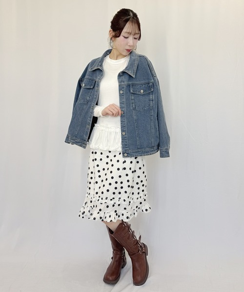 frunco（フランコ）の「ドットミモレスカート（スカート・レディース・ホワイト/ブラック・FREE）」の12枚目の写真