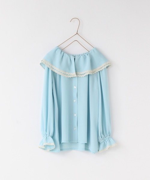 LOWRYS FARM（ローリーズファーム）の「レースフリルブラウス　 642983（シャツ/ブラウス・キッズ・ブルー/オフホワイト・140cm/130cm/120cm/110cm/150cm）」の16枚目の写真