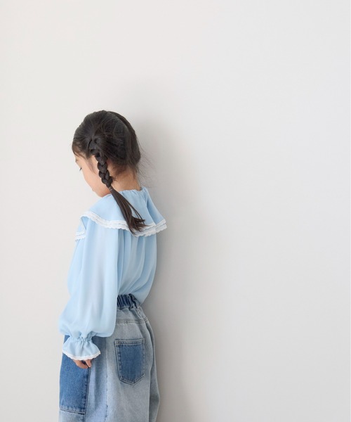 LOWRYS FARM（ローリーズファーム）の「レースフリルブラウス　 642983（シャツ/ブラウス・キッズ・ブルー/オフホワイト・140cm/130cm/120cm/110cm/150cm）」の14枚目の写真