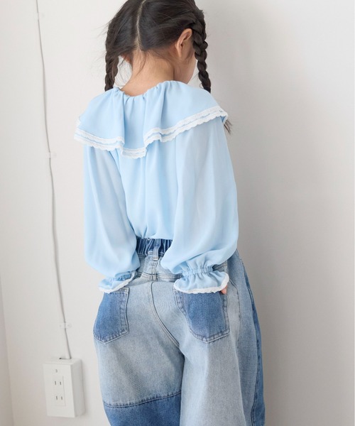 LOWRYS FARM（ローリーズファーム）の「レースフリルブラウス　 642983（シャツ/ブラウス・キッズ・ブルー/オフホワイト・140cm/130cm/120cm/110cm/150cm）」の15枚目の写真