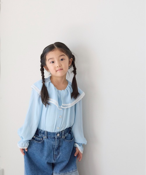 LOWRYS FARM（ローリーズファーム）の「レースフリルブラウス　 642983（シャツ/ブラウス・キッズ・ブルー/オフホワイト・140cm/130cm/120cm/110cm/150cm）」の13枚目の写真