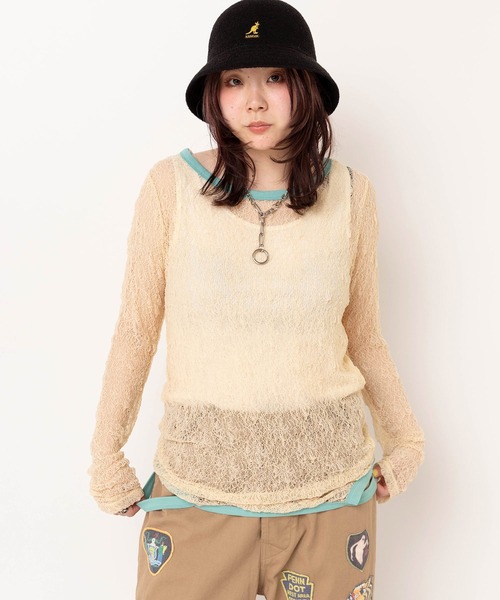 RNA(アールエヌエー)の「M2623 チュールメッシュタンクロンT(Tシャツ/カットソー・レディース・ベージュ/ブラック/ホワイト・MEDIUM)」の12枚目の写真