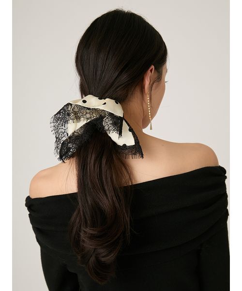 FRAY I.D（フレイアイディー）の「レーストリムバリエーションシュシュ（シュシュ・レディース・ブラック/ホワイト/ドット・F）」の8枚目の写真