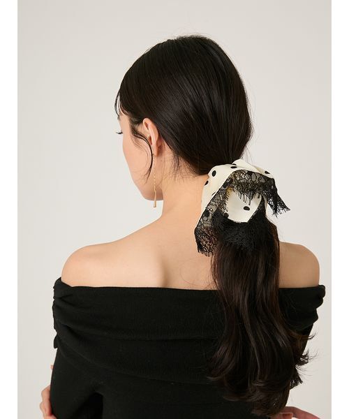 FRAY I.D（フレイアイディー）の「レーストリムバリエーションシュシュ（シュシュ・レディース・ブラック/ホワイト/ドット・F）」の9枚目の写真