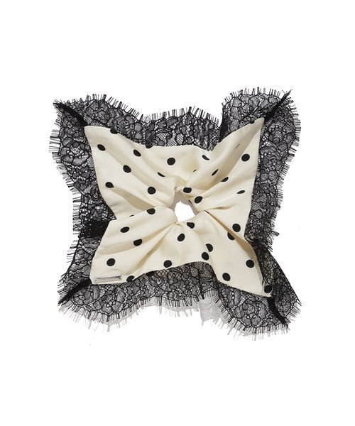 FRAY I.D（フレイアイディー）の「レーストリムバリエーションシュシュ（シュシュ・レディース・ブラック/ホワイト/ドット・F）」の10枚目の写真