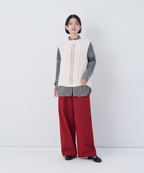 conges payes ADIEU TRISTESSE(コンジェ ペイエ アデュートリステス)の「【FAVE】ストレートパンツ(その他パンツ・レディース・ベージュ/ネイビー/インディゴブルー/レッド・M/L)」の9枚目の写真