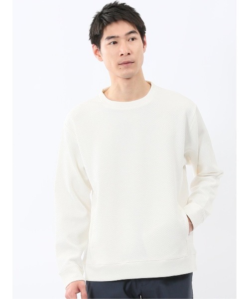 m.f.editorial(エムエフエディトリアル)の「【ストレッチ トレーナー】m.f.エディトリアル メンズ ふくれジャガード クルー プルオーバー(スウェット・メンズ・ホワイト/ブラック/グレー系その他2・X-LARGE/MEDIUM/LARGE)」の2枚目の写真