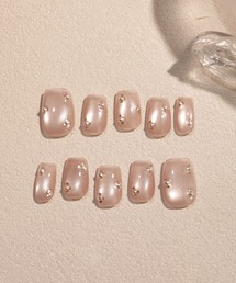 Anail（エーネイル）の「水光ネイルピンクマグネットオーロラストーンラメオーバルネイルチップ 冬ネイル16（ネイルシール/ネイルチップ）」