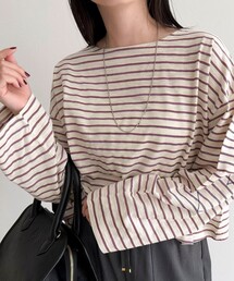 fredy emue | 【人気商品の新型】ボーダーハートステッチルーズロンTシャツ(Tシャツ/カットソー)