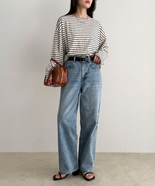 fredy emue(フレディエミュ)の「【人気商品の新型】ボーダーハートステッチルーズロンTシャツ(Tシャツ/カットソー・レディース・ホワイト系その他/ブラック系その他/ピンク系その他/イエロー系その他・38)」の5枚目の写真