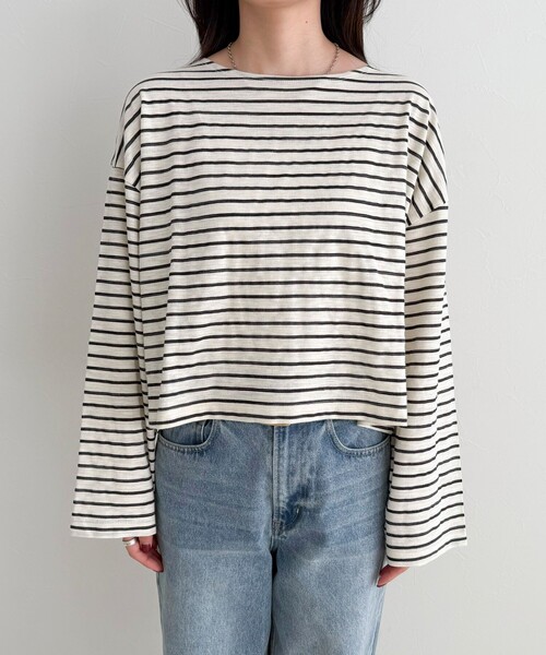 fredy emue(フレディエミュ)の「【人気商品の新型】ボーダーハートステッチルーズロンTシャツ(Tシャツ/カットソー・レディース・ホワイト系その他/ブラック系その他/ピンク系その他/イエロー系その他・38)」の14枚目の写真