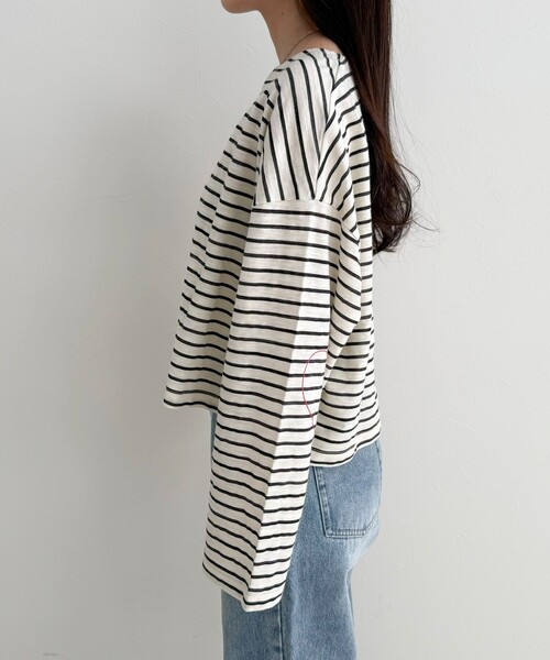 fredy emue(フレディエミュ)の「【人気商品の新型】ボーダーハートステッチルーズロンTシャツ(Tシャツ/カットソー・レディース・ホワイト系その他/ブラック系その他/ピンク系その他/イエロー系その他・38)」の15枚目の写真