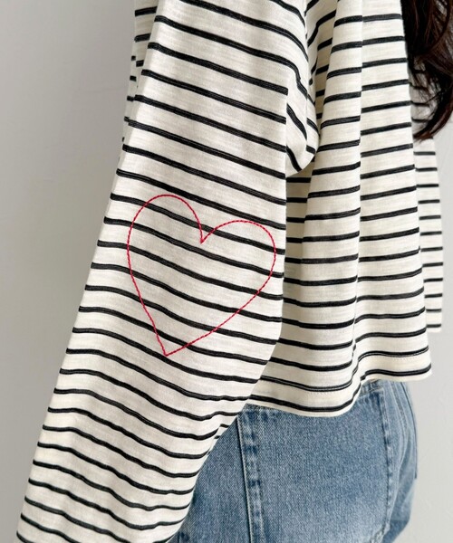 fredy emue(フレディエミュ)の「【人気商品の新型】ボーダーハートステッチルーズロンTシャツ(Tシャツ/カットソー・レディース・ホワイト系その他/ブラック系その他/ピンク系その他/イエロー系その他・38)」の18枚目の写真