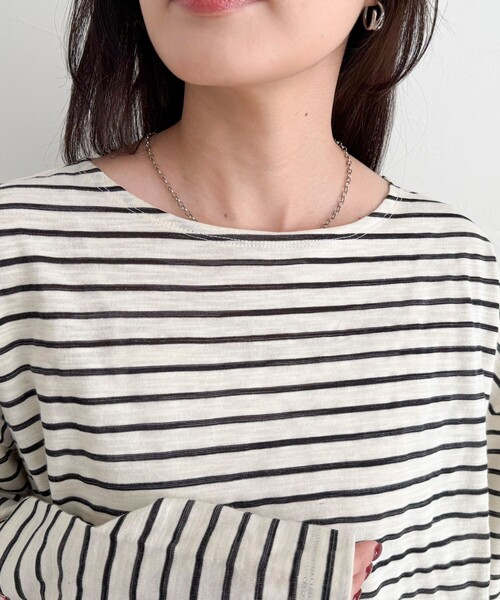 fredy emue(フレディエミュ)の「【人気商品の新型】ボーダーハートステッチルーズロンTシャツ(Tシャツ/カットソー・レディース・ホワイト系その他/ブラック系その他/ピンク系その他/イエロー系その他・38)」の19枚目の写真