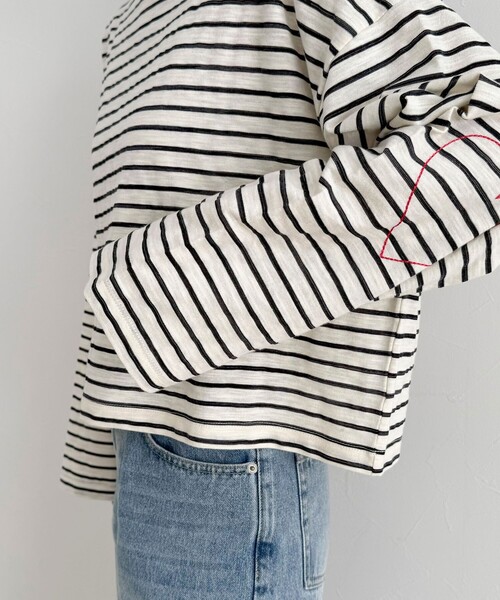 fredy emue(フレディエミュ)の「【人気商品の新型】ボーダーハートステッチルーズロンTシャツ(Tシャツ/カットソー・レディース・ホワイト系その他/ブラック系その他/ピンク系その他/イエロー系その他・38)」の20枚目の写真