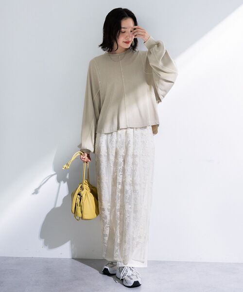 Green Parks(グリーンパークス)の「ヴィンテージ加工ドルマンカットプルオーバー(Tシャツ/カットソー・レディース・チャコールグレー/ベージュ/オレンジ・FREE)」の13枚目の写真