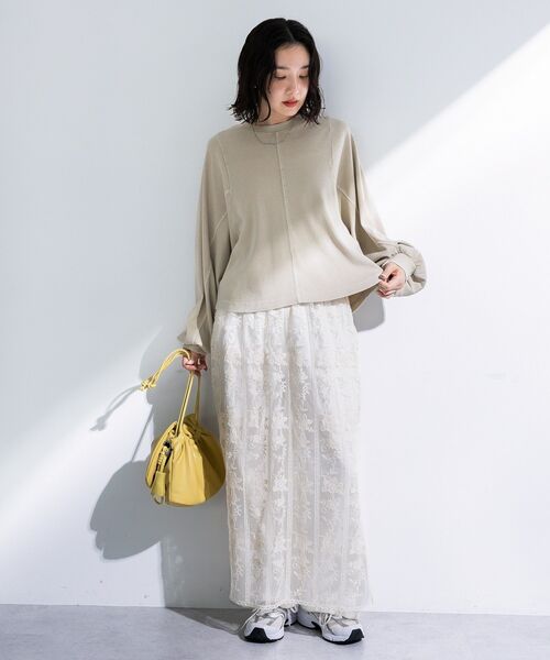 Green Parks(グリーンパークス)の「ヴィンテージ加工ドルマンカットプルオーバー(Tシャツ/カットソー・レディース・チャコールグレー/ベージュ/オレンジ・FREE)」の14枚目の写真