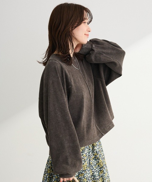 Green Parks(グリーンパークス)の「ヴィンテージ加工ドルマンカットプルオーバー(Tシャツ/カットソー・レディース・チャコールグレー/ベージュ/オレンジ・FREE)」の2枚目の写真