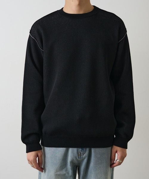 COLONY 2139（コロニートゥーワンスリーナイン）の「配色アウトリンキングニットプルオーバー（ニット/セーター・メンズ・オレンジ/ブラック/グレー・MEDIUM/LARGE）」の9枚目の写真