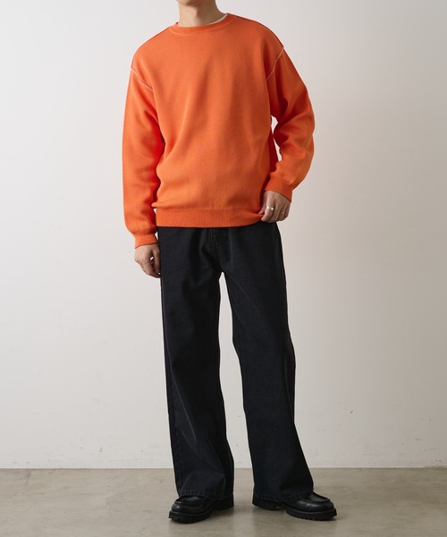 COLONY 2139（コロニートゥーワンスリーナイン）の「配色アウトリンキングニットプルオーバー（ニット/セーター・メンズ・オレンジ/ブラック/グレー・MEDIUM/LARGE）」の5枚目の写真