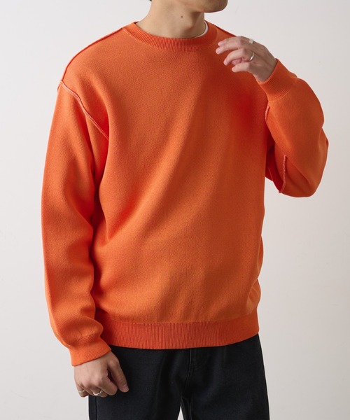 COLONY 2139（コロニートゥーワンスリーナイン）の「配色アウトリンキングニットプルオーバー（ニット/セーター・メンズ・オレンジ/ブラック/グレー・MEDIUM/LARGE）」の4枚目の写真