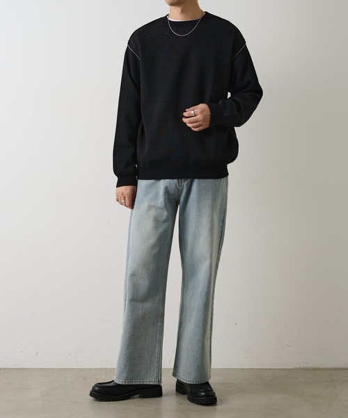 COLONY 2139（コロニートゥーワンスリーナイン）の「配色アウトリンキングニットプルオーバー（ニット/セーター・メンズ・オレンジ/ブラック/グレー・MEDIUM/LARGE）」の21枚目の写真