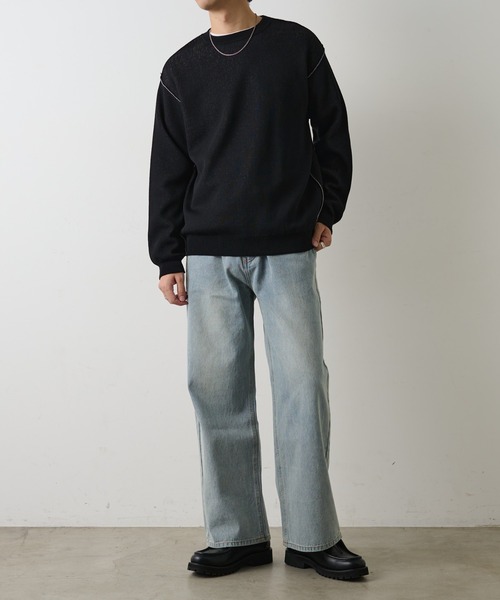 COLONY 2139（コロニートゥーワンスリーナイン）の「配色アウトリンキングニットプルオーバー（ニット/セーター・メンズ・オレンジ/ブラック/グレー・MEDIUM/LARGE）」の20枚目の写真