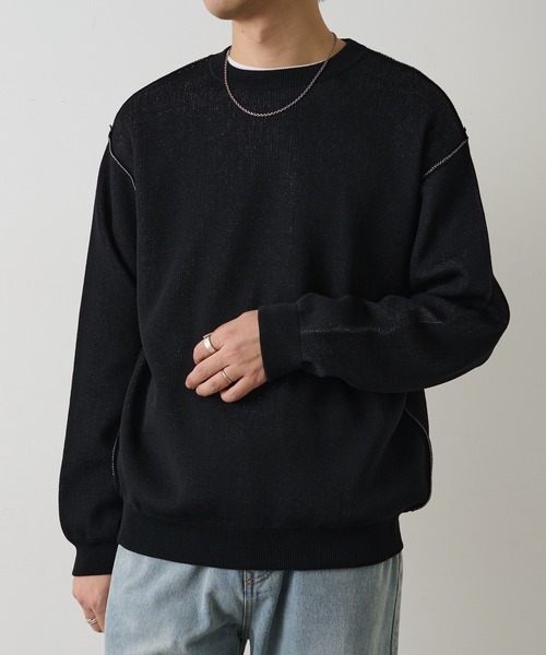 COLONY 2139（コロニートゥーワンスリーナイン）の「配色アウトリンキングニットプルオーバー（ニット/セーター・メンズ・オレンジ/ブラック/グレー・MEDIUM/LARGE）」の17枚目の写真