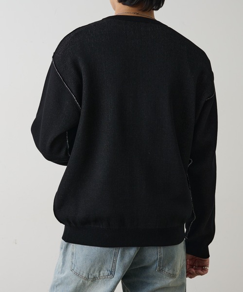 COLONY 2139（コロニートゥーワンスリーナイン）の「配色アウトリンキングニットプルオーバー（ニット/セーター・メンズ・オレンジ/ブラック/グレー・MEDIUM/LARGE）」の18枚目の写真