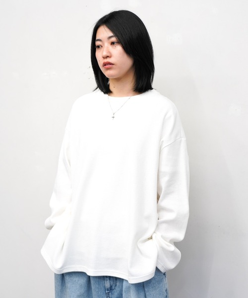 HARVESTY(ハーベスティ)の「HARVESTY / ハーベスティー JUMBO WAFFLE L/S TEE ジャンボ ワッフル ロングスリーブTシャツ(Tシャツ/カットソー・レディース・ブラック/オフホワイト・1/2)」の1枚目の写真