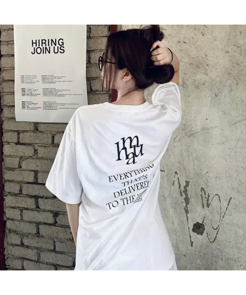 muahmuah（ムーアムーア）の「レタリングロゴ半袖Tシャツ[2色]（Tシャツ/カットソー・レディース・ホワイト/ブラック・FREE）」の2枚目の写真