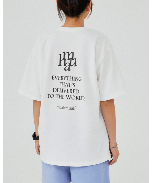 muahmuah（ムーアムーア）の「レタリングロゴ半袖Tシャツ[2色]（Tシャツ/カットソー・レディース・ホワイト/ブラック・FREE）」の6枚目の写真
