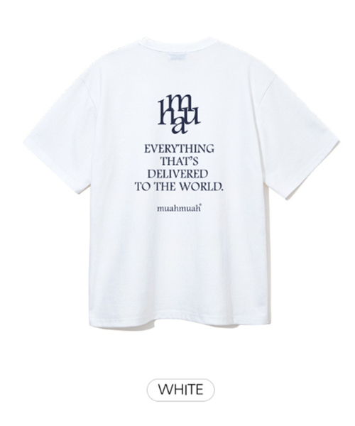 muahmuah（ムーアムーア）の「レタリングロゴ半袖Tシャツ[2色]（Tシャツ/カットソー・レディース・ホワイト/ブラック・FREE）」の9枚目の写真
