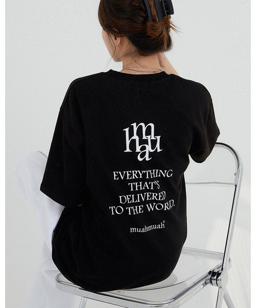 muahmuah（ムーアムーア）の「レタリングロゴ半袖Tシャツ[2色]（Tシャツ/カットソー・レディース・ホワイト/ブラック・FREE）」の13枚目の写真
