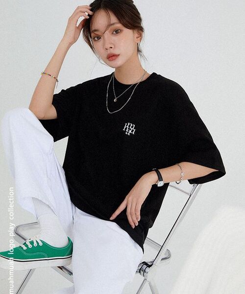 muahmuah（ムーアムーア）の「レタリングロゴ半袖Tシャツ[2色]（Tシャツ/カットソー・レディース・ホワイト/ブラック・FREE）」の17枚目の写真