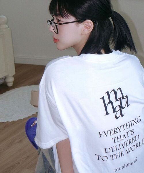 muahmuah（ムーアムーア）の「レタリングロゴ半袖Tシャツ[2色]（Tシャツ/カットソー・レディース・ホワイト/ブラック・FREE）」の18枚目の写真