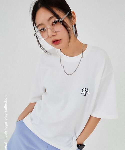 muahmuah（ムーアムーア）の「レタリングロゴ半袖Tシャツ[2色]（Tシャツ/カットソー・レディース・ホワイト/ブラック・FREE）」の19枚目の写真
