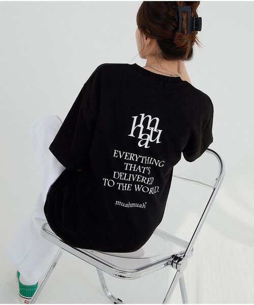 muahmuah（ムーアムーア）の「レタリングロゴ半袖Tシャツ[2色]（Tシャツ/カットソー・レディース・ホワイト/ブラック・FREE）」の21枚目の写真