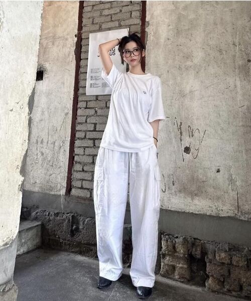 muahmuah（ムーアムーア）の「レタリングロゴ半袖Tシャツ[2色]（Tシャツ/カットソー・レディース・ホワイト/ブラック・FREE）」の22枚目の写真