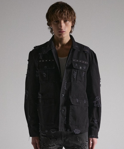 GRANCY】Damage Military Shirt / ダメージミリタリーシャツ（シャツ