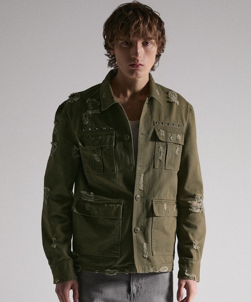 GRANCY(グランシー)の「【GRANCY】Damage Military Shirt / ダメージミリタリーシャツ(シャツ/ブラウス・メンズ・カーキ/ブラック・L/M/S)」の8枚目の写真